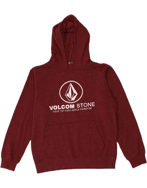 VOLCOM Mens Graphic Hoodie Jumper Medium Burgundy Hoodie with Distressed Vintage Worn VOLCOM Mens Graphic Hoodie Jumper Medium Burgundy Hoodie with Distressed Vintage Worn