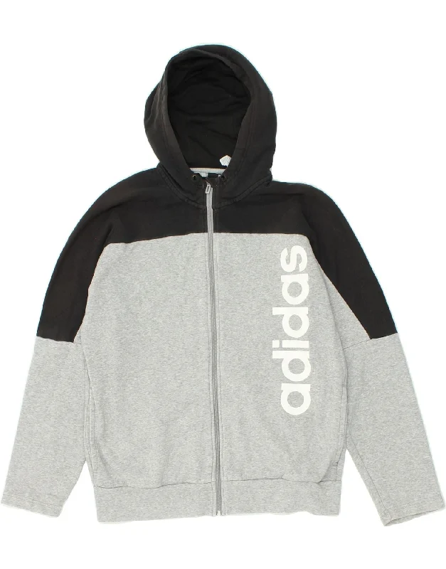ADIDAS Mens Graphic Zip Hoodie Sweater Medium Grey Colourblock Cotton Zippered Buttoned Snapped ADIDAS Mens Graphic Zip Hoodie Sweater Medium Grey Colourblock Cotton Zippered Buttoned Snapped