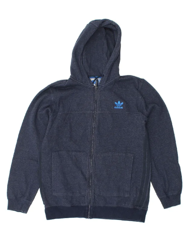 ADIDAS Mens Zip Hoodie Sweater Large Navy Blue Cotton Plaid Sweater Polka Dot Checkered