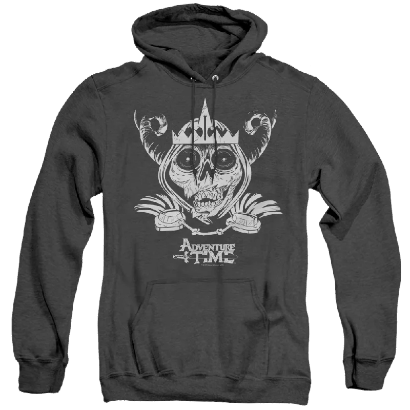 Adventure Time Skull Face - Heather Pullover Hoodie Lantern Sleeve Elegant