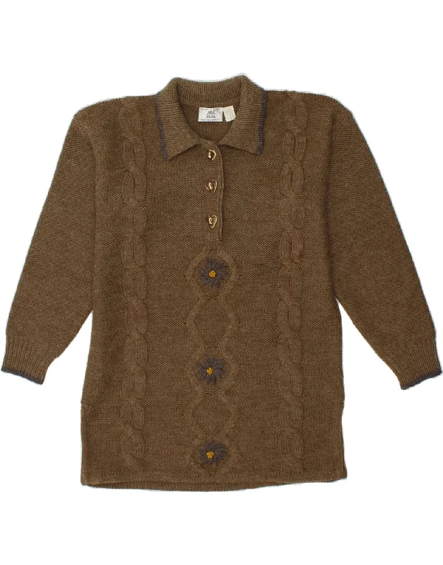ALBA MODA Womens Polo Neck Jumper Sweater UK 10/12 Medium Brown Floral Casual Formal Business ALBA MODA Womens Polo Neck Jumper Sweater UK 10/12 Medium Brown Floral Casual Formal Business