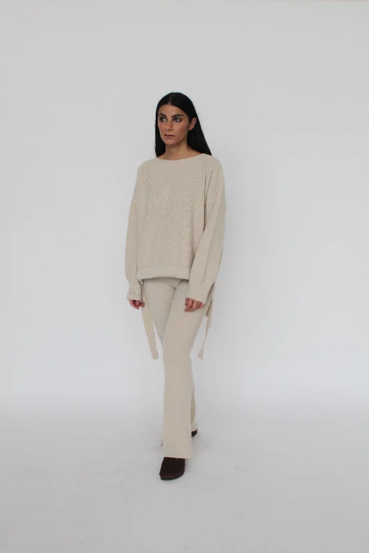 Angela Cashmere Blend Knit Trousers Cropped Trousers Casual Linen