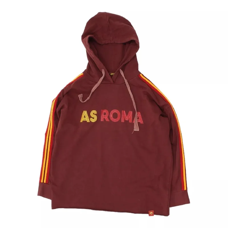 AS Roma Mens Burgundy Pullover Hoodie | Italian Football Sportswear VTG Kimono Neck Pullover