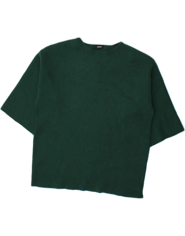 ASPESI Womens Short Sleeve Boat Neck Jumper Sweater IT 42 Medium Green Toggled Drawstring Belted ASPESI Womens Short Sleeve Boat Neck Jumper Sweater IT 42 Medium Green Toggled Drawstring Belted