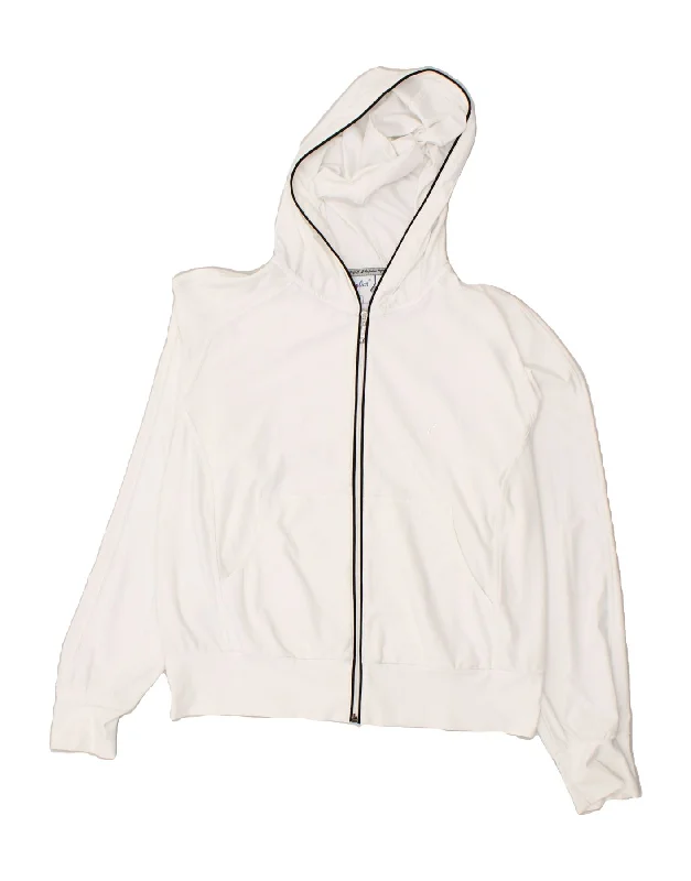 AUSTRALIAN L'ALPINA Womens Zip Hoodie Sweater IT 46 Large White Polyester Tailored Straight A-Line