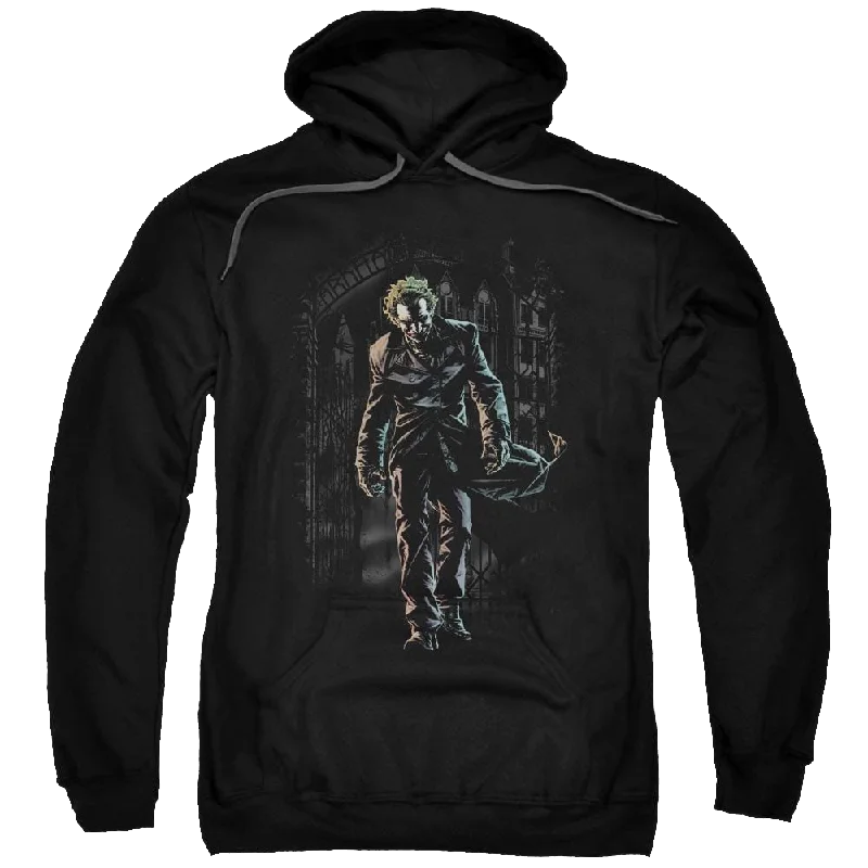 Batman Joker Leaves Arkham - Pullover Hoodie Plunging Neck Pullover