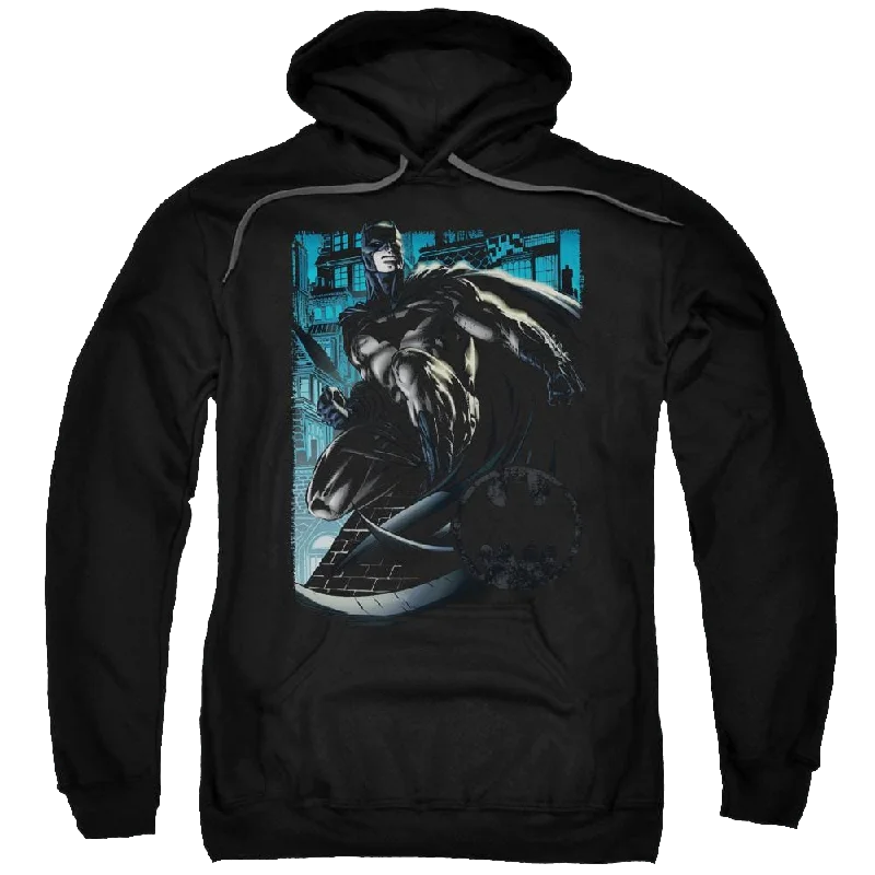 Batman Knight Falls In Gotham - Pullover Hoodie Keyhole Neck Pullover