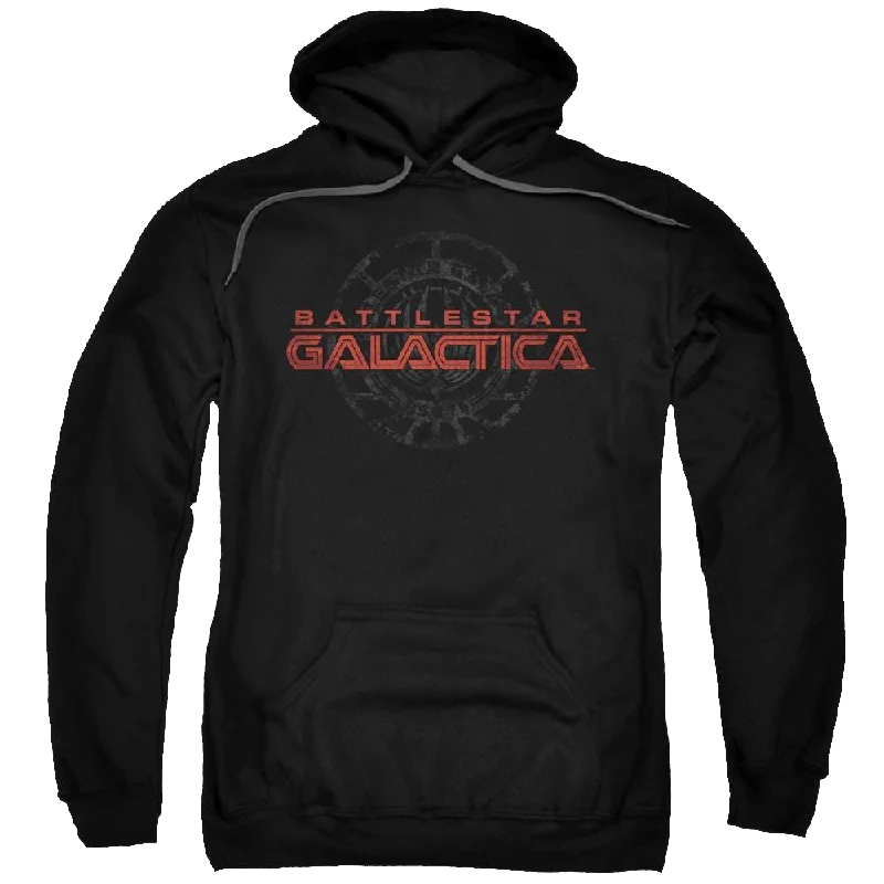 Battlestar Galactica Battered Logo - Pullover Hoodie Crew Neck Wool