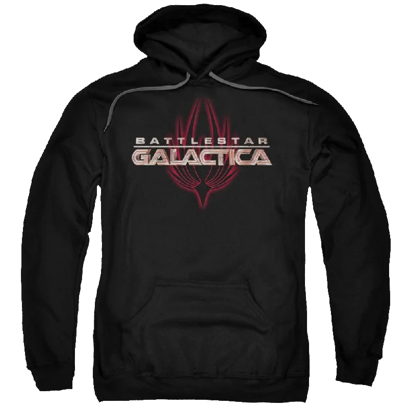 Battlestar Galactica Logo With Phoenix - Pullover Hoodie Over Sleeve Pullover