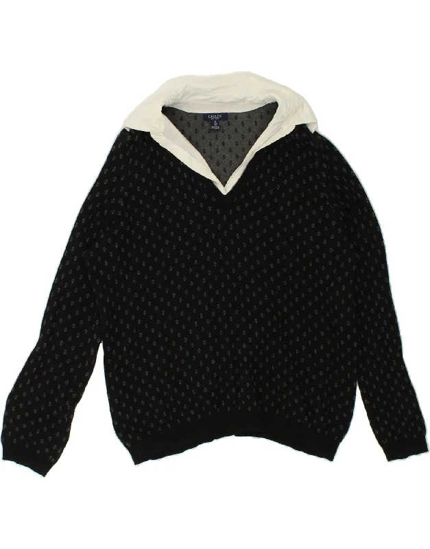 CHAPS Womens Polo Neck Jumper Sweater UK 18 XL Navy Blue Spotted Cotton Chenille Fabric Brocade Fabric Lace Fabric