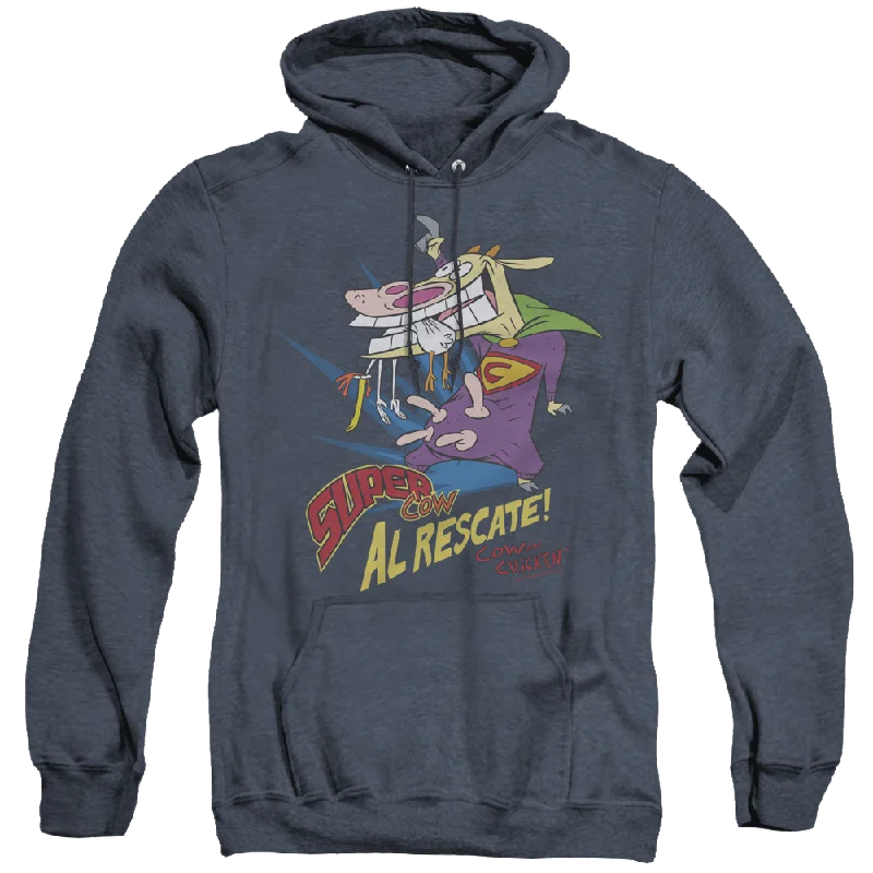 Cow & Chicken Super Cow - Heather Pullover Hoodie Ruffle Sleeve Feminine