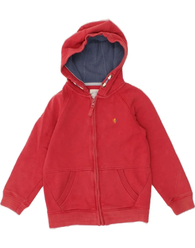 FAT FACE Girls Graphic Zip Hoodie Sweater 7-8 Years Red Cotton Open Front Closed Front Wrap Front