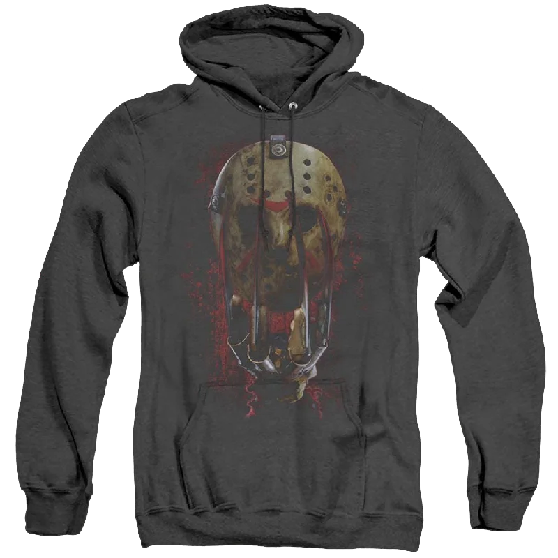 Freddy Vs Jason Mask And Claws - Heather Pullover Hoodie Slim Sleeve Pullover