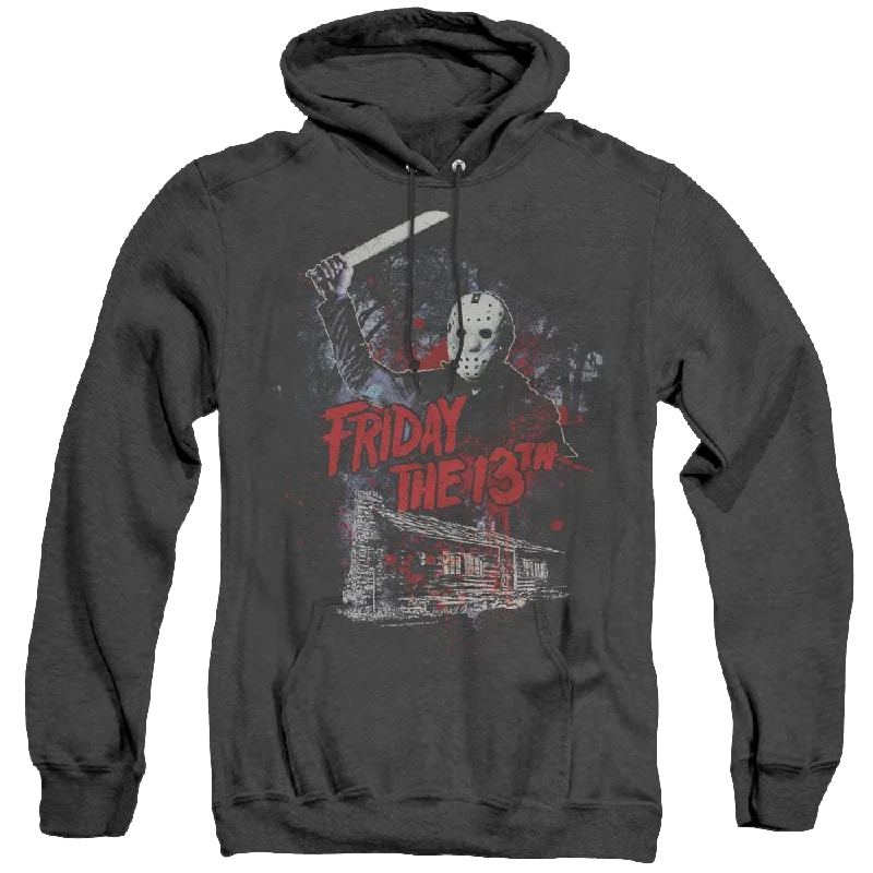 Friday The 13Th Cabin - Heather Pullover Hoodie Elbow Length Sleeve