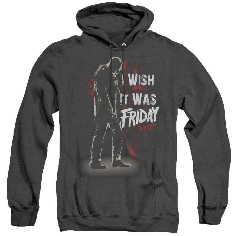 Friday The 13Th I Wish It Was Friday - Heather Pullover Hoodie Faux Fur Trim