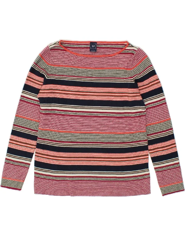 GAP Womens Boat Neck Jumper Sweater UK 14 Large Multicoloured Striped Notch Collar Peter Pan Collar Cowl Neck GAP Womens Boat Neck Jumper Sweater UK 14 Large Multicoloured Striped Notch Collar Peter Pan Collar Cowl Neck