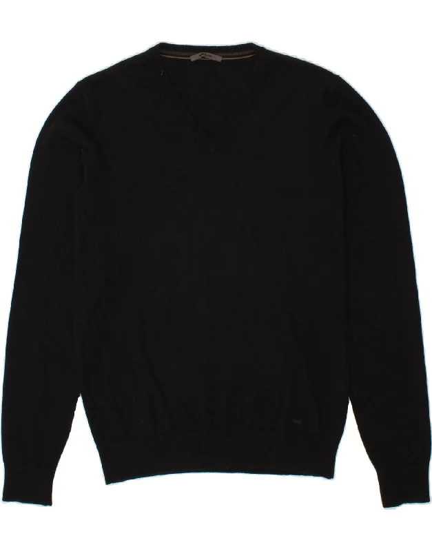 GAS Womens V-Neck Jumper Sweater UK 16 Large Black Cotton Jersey Fabric Tulle Fabric Batik Fabric