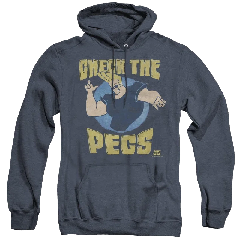 Johnny Bravo Check The Pects - Heather Pullover Hoodie Flutter Sleeve Feminine