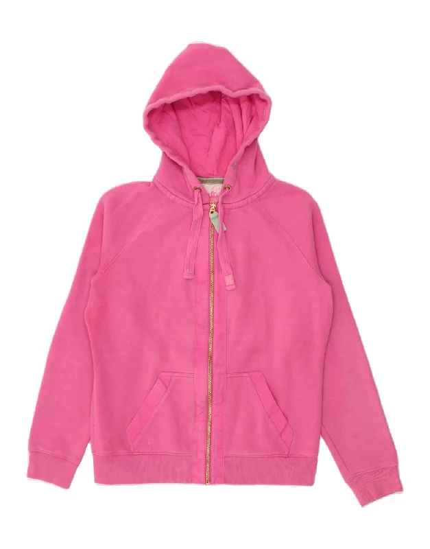JOULES Womens Zip Hoodie Sweater UK 14 Large Pink Cotton Modern Contemporary Chic