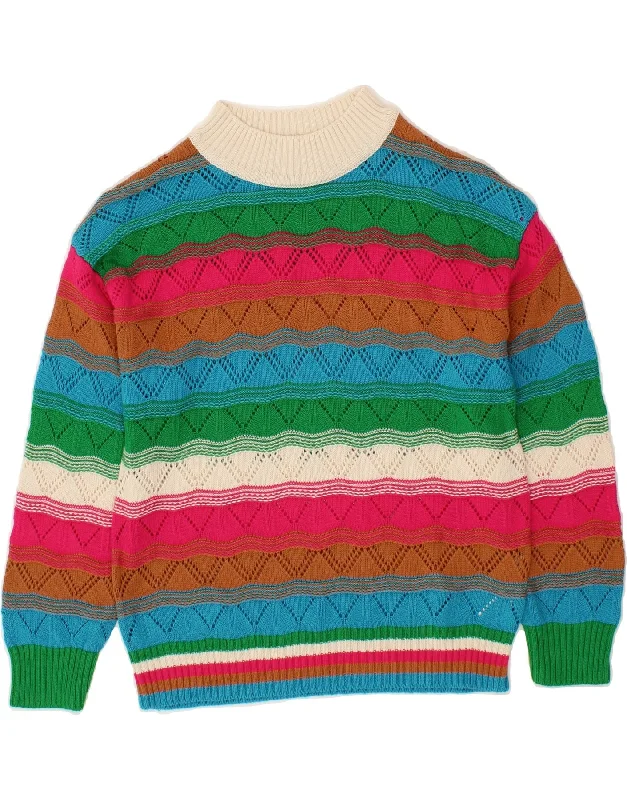 LAURA TORELLI Womens Turtle Neck Jumper Sweater UK 14 Medium Multicoloured Handmade Hand-knitted Hand-woven LAURA TORELLI Womens Turtle Neck Jumper Sweater UK 14 Medium Multicoloured Handmade Hand-knitted Hand-woven