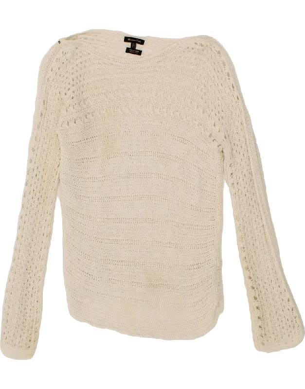 MASSIMO DUTTI Womens Crop Boat Neck Jumper Sweater UK 12 Medium White Beaded Sweater Sequined Faux Fur MASSIMO DUTTI Womens Crop Boat Neck Jumper Sweater UK 12 Medium White Beaded Sweater Sequined Faux Fur