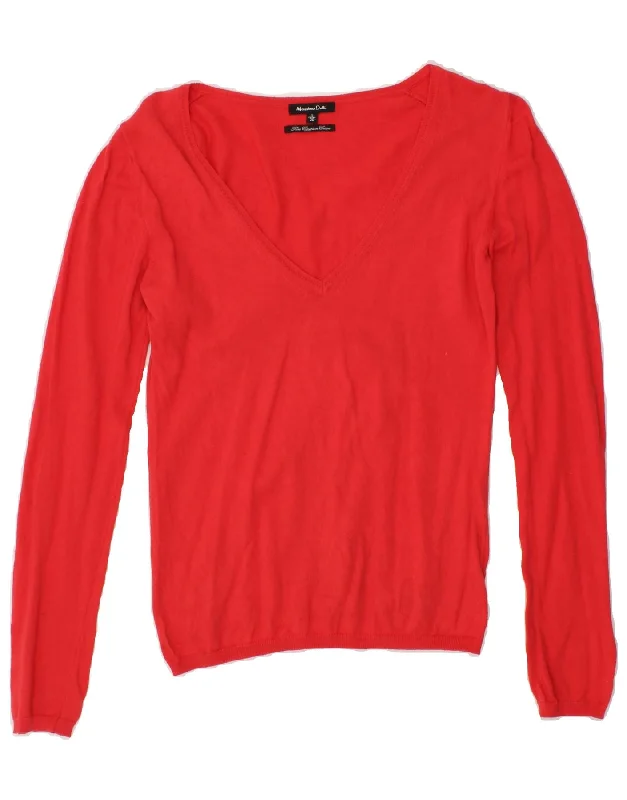 MASSIMO DUTTI Womens V-Neck Jumper Sweater UK 10 Small Red Fleece Sweater Nylon Polyester MASSIMO DUTTI Womens V-Neck Jumper Sweater UK 10 Small Red Fleece Sweater Nylon Polyester