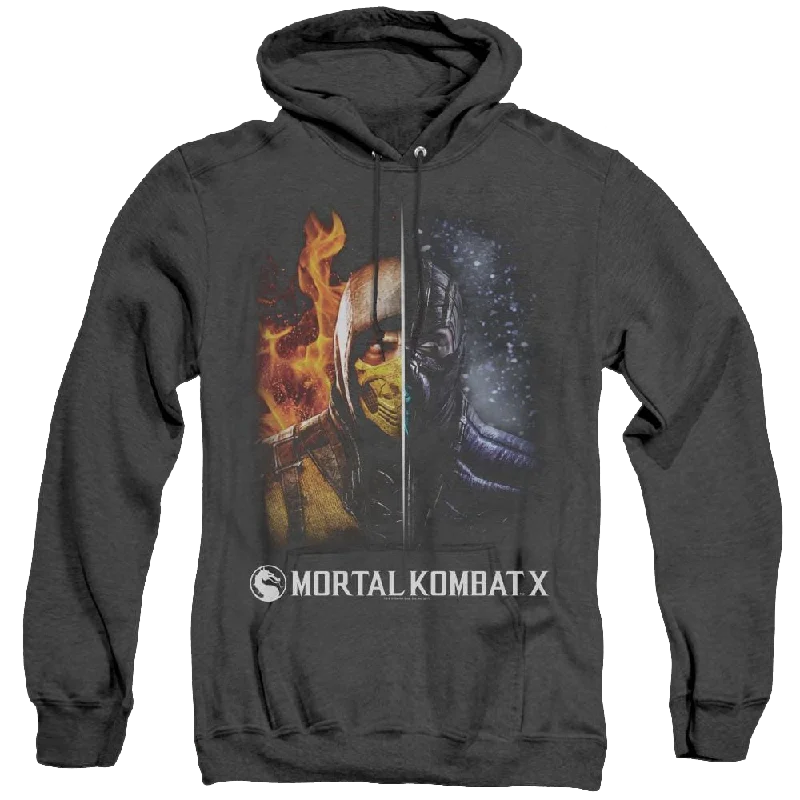 Mortal Kombat Fire And Ice - Heather Pullover Hoodie Lantern Sleeve Elegant