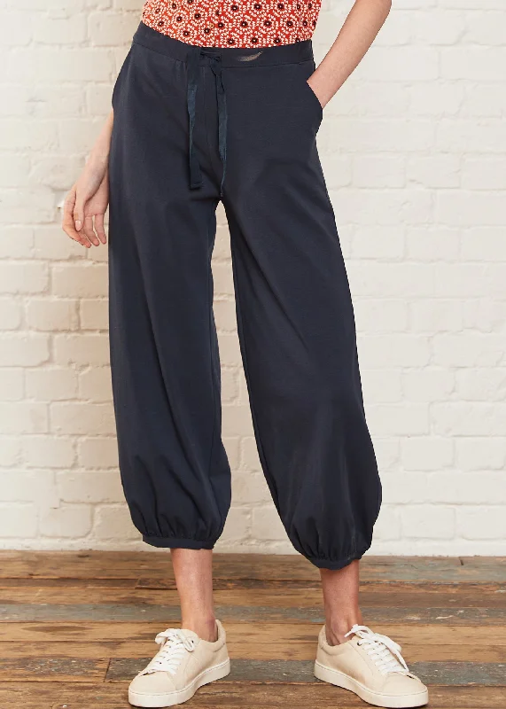 Navy Yoga GOTS Trousers - Navy Trousers practical easy-care