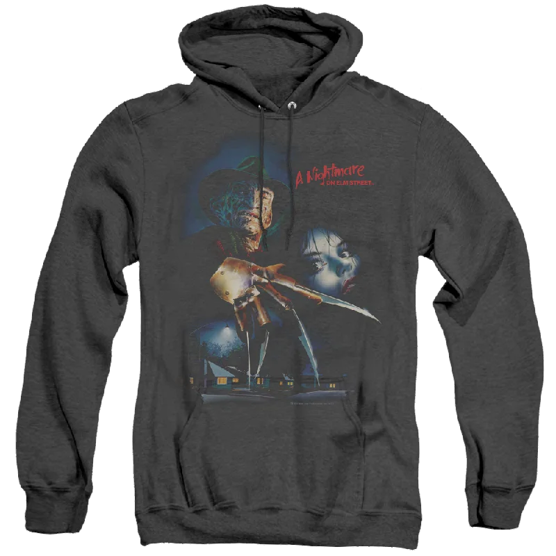 Nightmare On Elm Street Elm Street Poster - Heather Pullover Hoodie Bishop Sleeve Elegant Nightmare On Elm Street Elm Street Poster - Heather Pullover Hoodie Bishop Sleeve Elegant