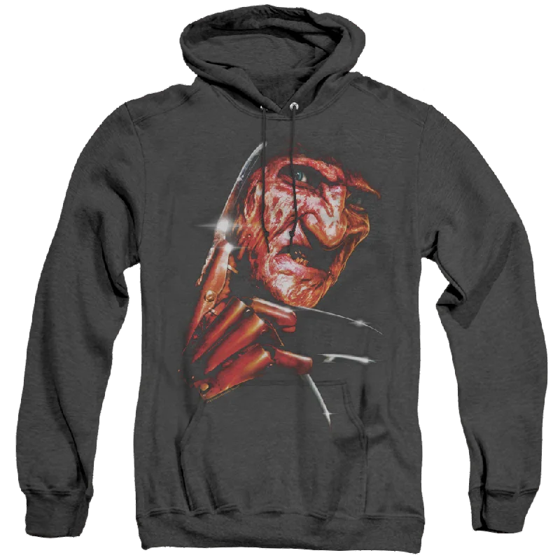 Nightmare On Elm Street Freddys Face - Heather Pullover Hoodie Box Sleeve Comfort