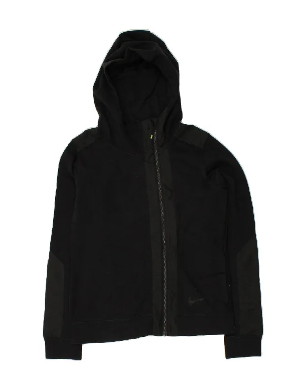 NIKE Mens Zip Hoodie Sweater Small Black Cotton Mesh Fabric Canvas Fabric Denim Fabric