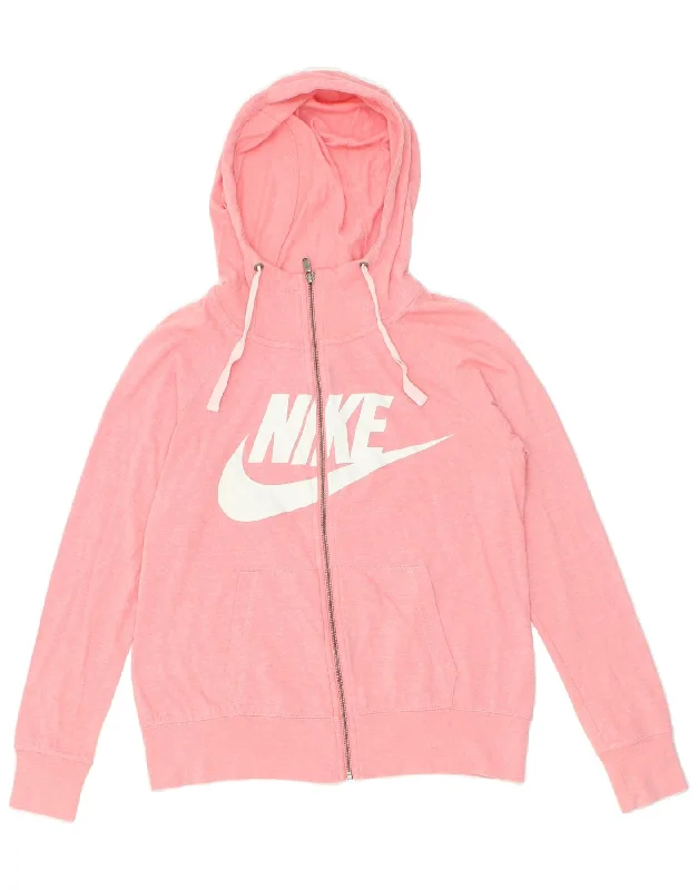 NIKE Womens Graphic Zip Hoodie Sweater UK 14 Medium Pink Cotton Chenille Brocade Lace NIKE Womens Graphic Zip Hoodie Sweater UK 14 Medium Pink Cotton Chenille Brocade Lace