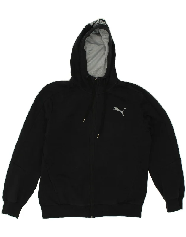 PUMA Mens Graphic Zip Hoodie Sweater Medium Black Cotton Elasticated Padded Insulated