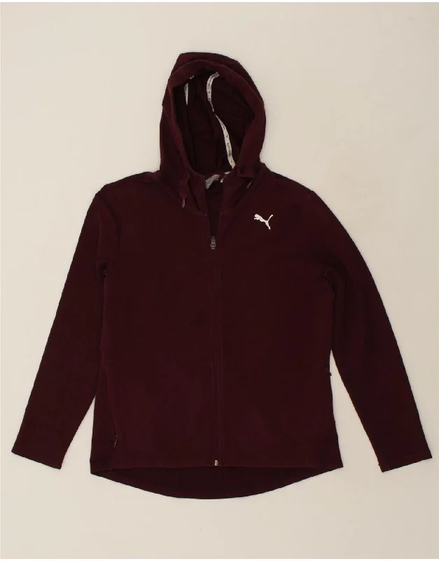 PUMA Womens Graphic Zip Hoodie Sweater UK 14 Large Burgundy Cotton Stretchy Elastic Breathable PUMA Womens Graphic Zip Hoodie Sweater UK 14 Large Burgundy Cotton Stretchy Elastic Breathable