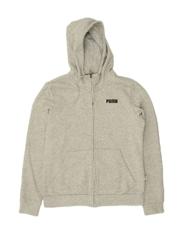 PUMA Womens Zip Hoodie Sweater UK 12 Medium Grey Polyester Cashmere Blend Cotton Blend Poly Blend PUMA Womens Zip Hoodie Sweater UK 12 Medium Grey Polyester Cashmere Blend Cotton Blend Poly Blend