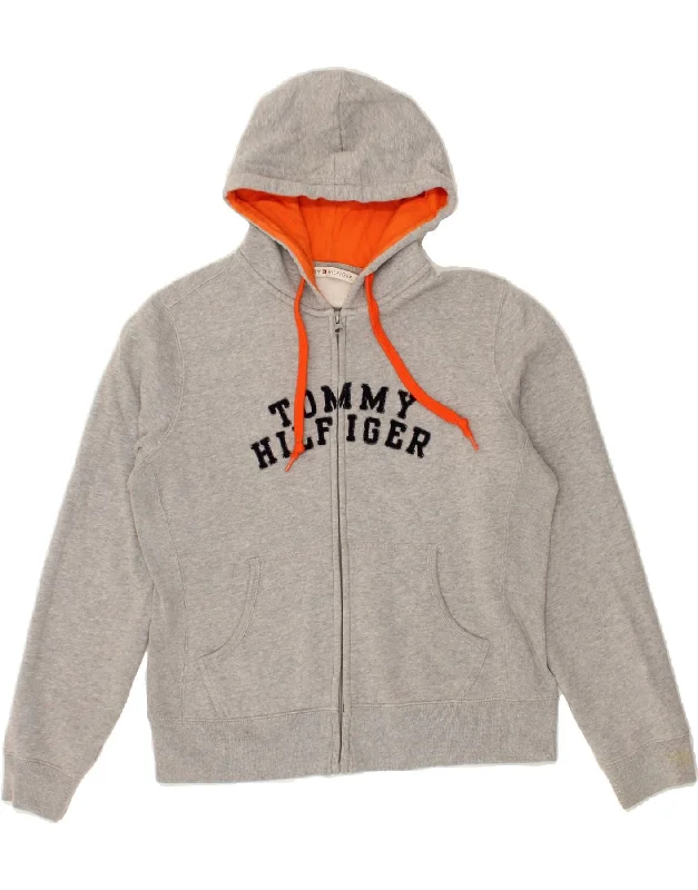 TOMMY HILFIGER Womens Graphic Zip Hoodie Sweater UK 14 Medium Grey Cotton Jersey Fabric Tulle Fabric Batik Fabric TOMMY HILFIGER Womens Graphic Zip Hoodie Sweater UK 14 Medium Grey Cotton Jersey Fabric Tulle Fabric Batik Fabric