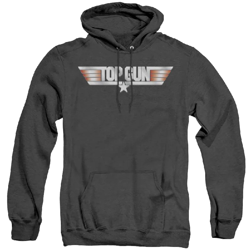 Top Gun Logo - Heather Pullover Hoodie Lapel Neck Sweater