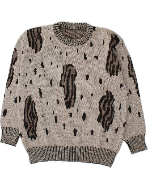 VINTAGE Womens Abstract Pattern Crew Neck Jumper Sweater UK 16 Large Grey Chenille Fabric Brocade Fabric Lace Fabric VINTAGE Womens Abstract Pattern Crew Neck Jumper Sweater UK 16 Large Grey Chenille Fabric Brocade Fabric Lace Fabric