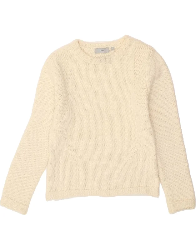 VINTAGE Womens Boat Neck Jumper Sweater UK 14 Large White Wool Beaded Sweater Sequined Faux Fur VINTAGE Womens Boat Neck Jumper Sweater UK 14 Large White Wool Beaded Sweater Sequined Faux Fur