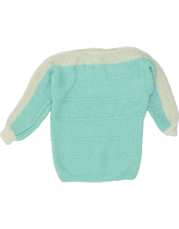 VINTAGE Womens Boat Neck Jumper Sweater UK 14 Medium Turquoise Colourblock Toggled Drawstring Belted VINTAGE Womens Boat Neck Jumper Sweater UK 14 Medium Turquoise Colourblock Toggled Drawstring Belted