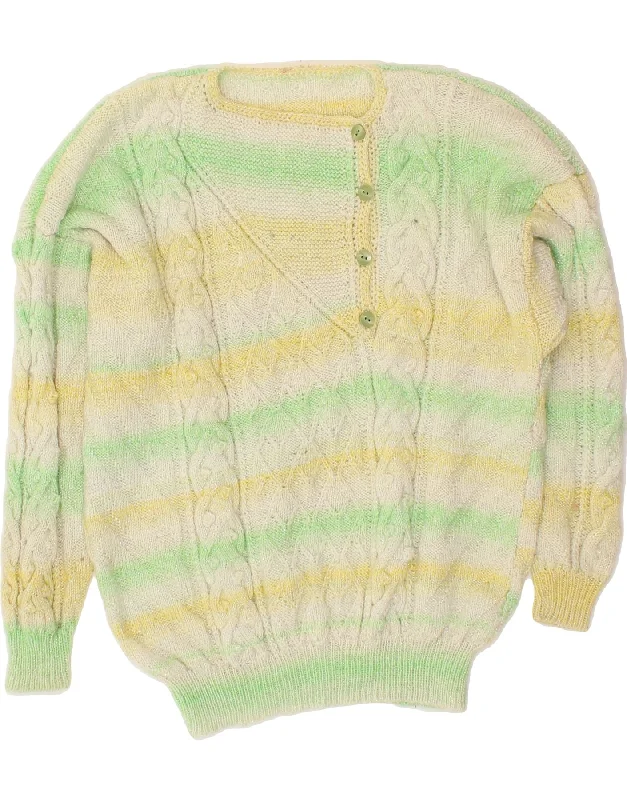 VINTAGE Womens Boat Neck Jumper Sweater UK 16 Large Green Striped Mesh Sweater Canvas Denim VINTAGE Womens Boat Neck Jumper Sweater UK 16 Large Green Striped Mesh Sweater Canvas Denim