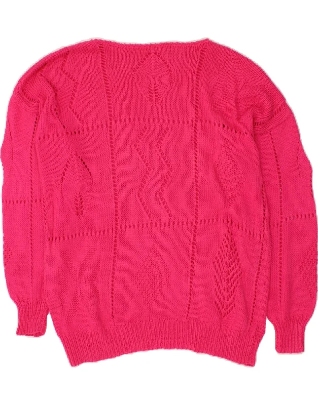 VINTAGE Womens Boat Neck Jumper Sweater UK 18 XL Pink Satin Fabric Silk Fabric Chiffon Fabric VINTAGE Womens Boat Neck Jumper Sweater UK 18 XL Pink Satin Fabric Silk Fabric Chiffon Fabric