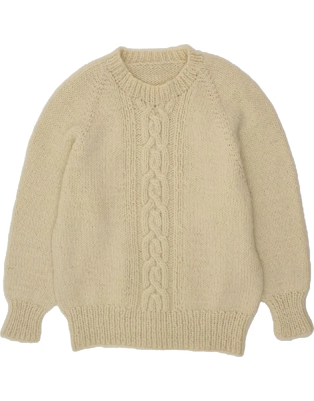 VINTAGE Womens Crew Neck Jumper Sweater UK 16 Large Off White High Neck Crew Neck V-Neck VINTAGE Womens Crew Neck Jumper Sweater UK 16 Large Off White High Neck Crew Neck V-Neck