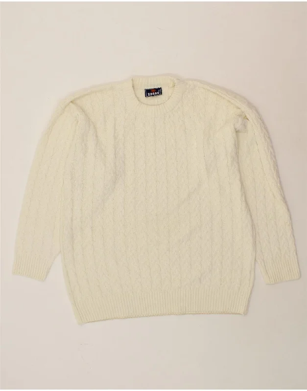 VINTAGE Womens Crew Neck Jumper Sweater UK 20 2XL White Acrylic Mesh Blend Leather Blend Suede Blend VINTAGE Womens Crew Neck Jumper Sweater UK 20 2XL White Acrylic Mesh Blend Leather Blend Suede Blend