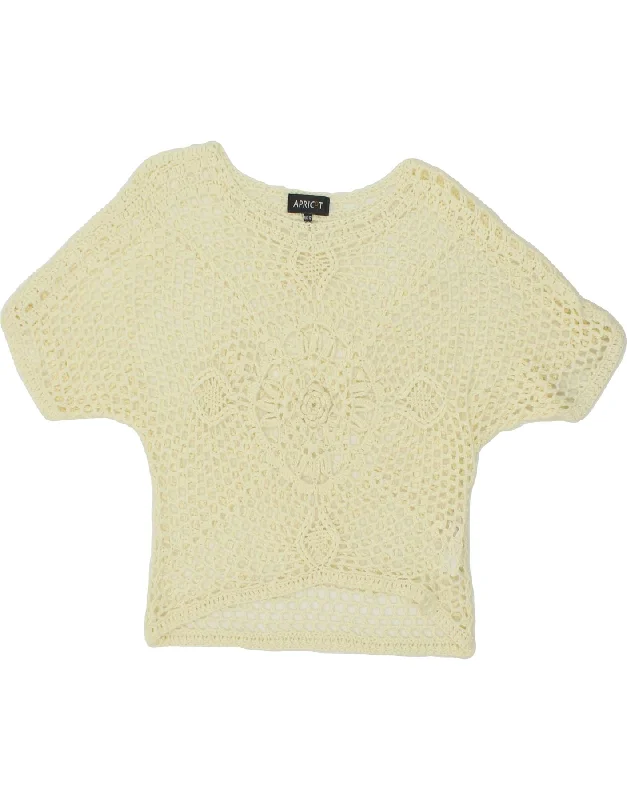 VINTAGE Womens Crochet Boat Neck Jumper Sweater UK 12 Medium Off White Oversized Loose Flowy VINTAGE Womens Crochet Boat Neck Jumper Sweater UK 12 Medium Off White Oversized Loose Flowy
