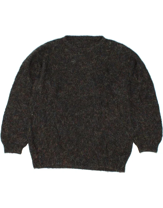 VINTAGE Womens Oversized Crew Neck Jumper Sweater UK 20 2XL Black Herringbone Houndstooth Plaid VINTAGE Womens Oversized Crew Neck Jumper Sweater UK 20 2XL Black Herringbone Houndstooth Plaid