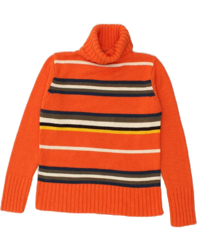VINTAGE Womens Roll Neck Jumper Sweater EU 42/44 XL Orange Striped Acrylic Ribbed Striped Patterned VINTAGE Womens Roll Neck Jumper Sweater EU 42/44 XL Orange Striped Acrylic Ribbed Striped Patterned