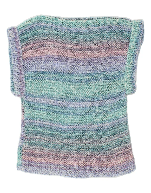 VINTAGE Womens Short Sleeve Boat Neck Jumper Sweater UK 8 Small Blue Stylish Fashionable Trendy VINTAGE Womens Short Sleeve Boat Neck Jumper Sweater UK 8 Small Blue Stylish Fashionable Trendy