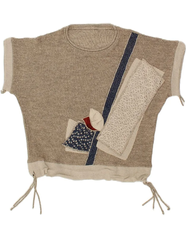 VINTAGE Womens Short Sleeve Crew Neck Jumper Sweater UK 18 XL Beige Wool Sweater Cotton Sweater Cashmere Sweater VINTAGE Womens Short Sleeve Crew Neck Jumper Sweater UK 18 XL Beige Wool Sweater Cotton Sweater Cashmere Sweater
