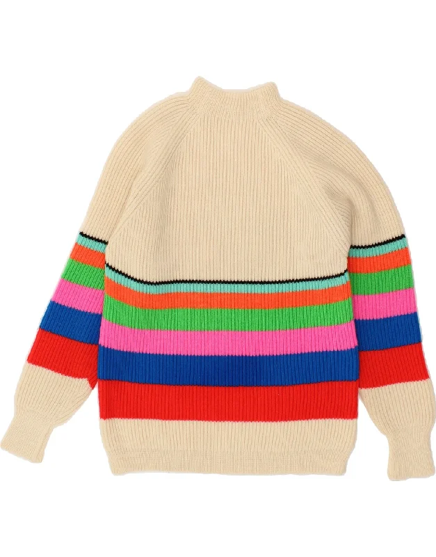 VINTAGE Womens Turtle Neck Jumper Sweater UK 10 Small Off White Striped Polka Dot Checkered Tartan VINTAGE Womens Turtle Neck Jumper Sweater UK 10 Small Off White Striped Polka Dot Checkered Tartan